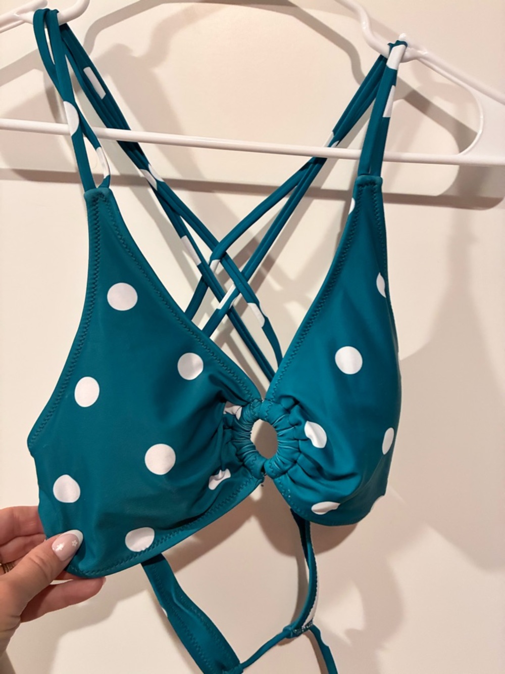 Cupshe Teal Polka Dot Ring-Front Bikini Set - Picture 3 of 4